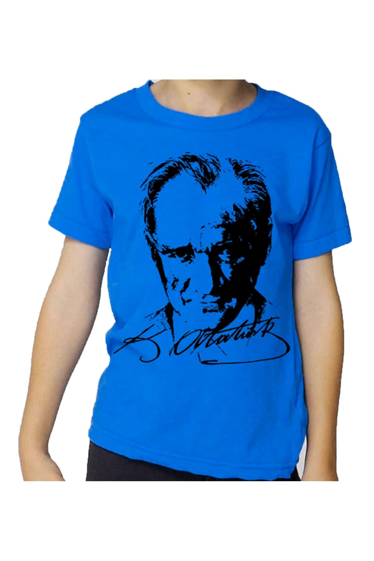 Atatürk Baskılı Mavi Tişört