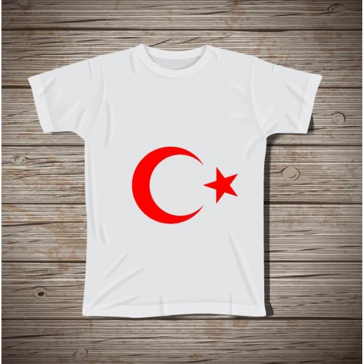 Ay Yıldız Baskılı Beyaz Tişört