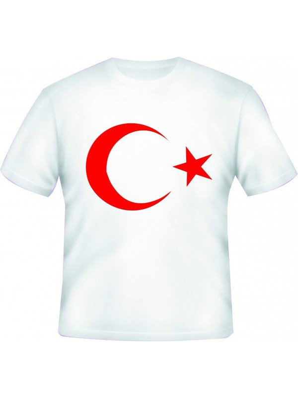 Ay Yıldız Baskılı Beyaz Tişört
