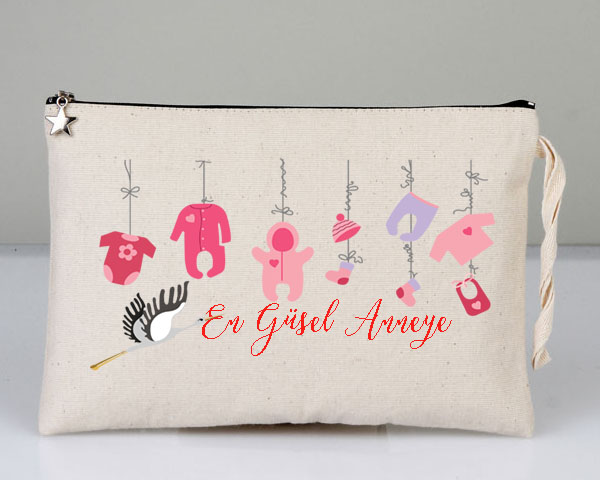 Astarlı Ham Bez Clutch Çanta  25 cm x 18 cm 