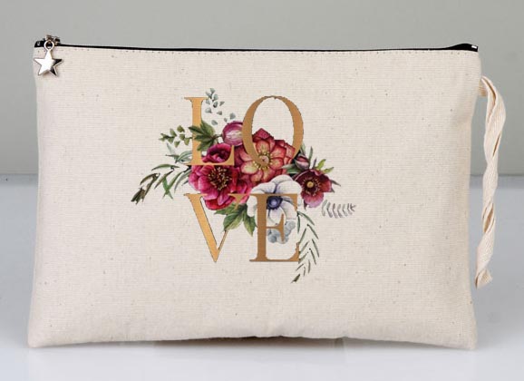 Astarlı Ham Bez Clutch Çanta  25 cm x 18 cm 