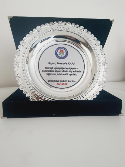 Gümüş Renk Metal Tabak Plaket 