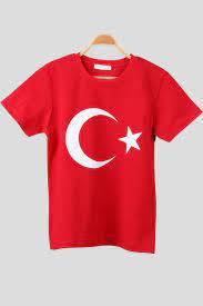 Ay Yıldız Baskılı Kırmızı Tişört