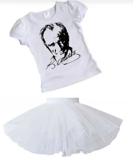 23 Nisan Bayram Kıyafeti Beyaz Takım + Beyaz Atatürk Baskı